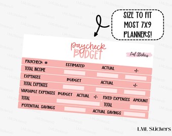 August 2026 Paycheck Budget Stickers for Planners | Monthly Budget Planner Stickers | 7x9 Budget Sticker | Neutral Finance Planner Sticker