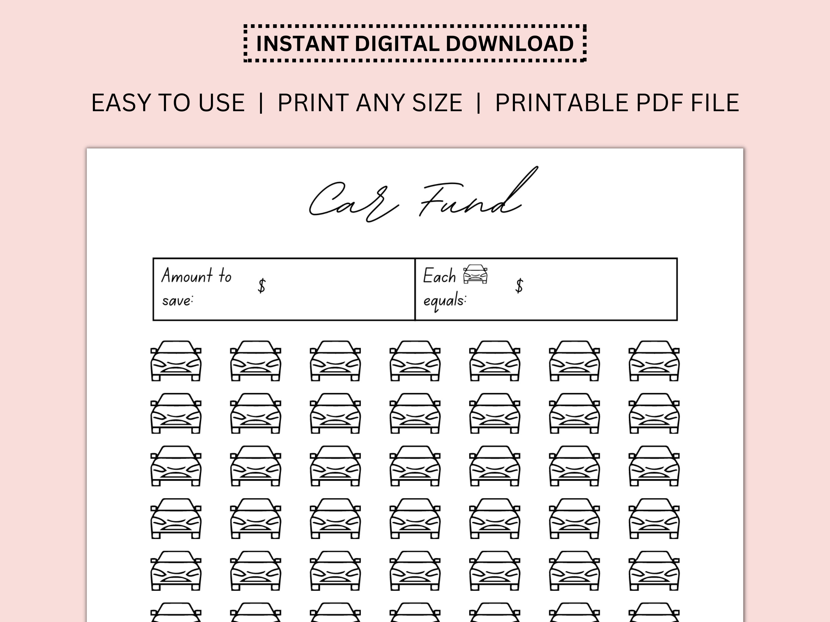 Car Fund Tracker | Goal Tracker | Digital Budget | Digital Budget Book ...