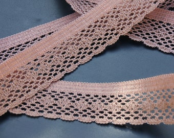 fine dentelle aux fuseaux vieux rose / rosé 40 mm, bordure, dentelle vintage, gallon, dentelle aux fuseaux, dentelle au crochet