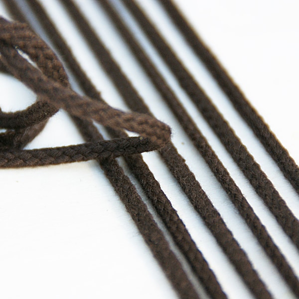 flat cord 3.5mm brown, dark brown, drawstring, lacing, laces, vintage cord narrow, cotton cord