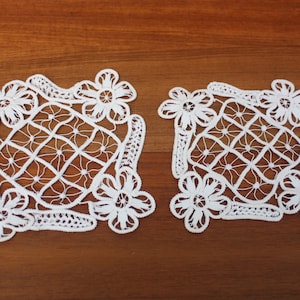 old German lace lace, set of placecloths, linen, coasters, crochet blanket, handmade, antique lace, shabby, doily, napperon