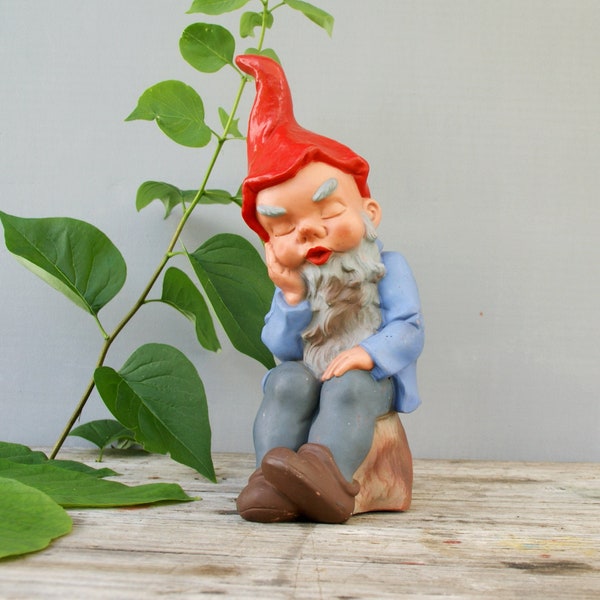 Sweet old garden gnome 31 cm, Heissner 985, dwarf sleeping, vintage garden gnome / gnome, West-Germany, Garden Gnomes