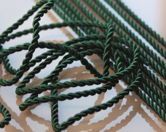 Cord dark green 4 mm art silk, shiny, cotton