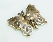 golden butterfly belt buckle, vintage belt, clasp, gold butterfly, boho, hippie, 80s, 90s, pockets clasp