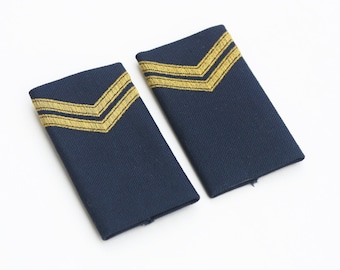 Navy, Sliding Loops, Shoulder Flaps, Blue, Gold, Embroidery, Military Applique, Captain, Navy, Epaulettes