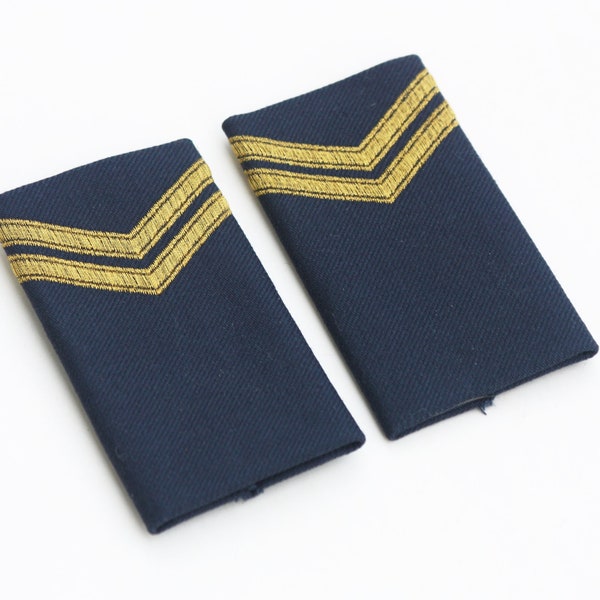 Navy, Sliding Loops, Shoulder Flaps, Blue, Gold, Embroidery, Military Applique, Captain, Navy, Epaulettes