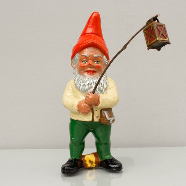 antique garden gnome / gnome, night watchman ~ 1950s, clay, crafts, ceramics, spang