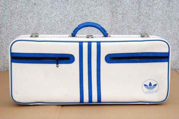 Adidas suitcase vintage, blue white, 80s, ADIDAS,