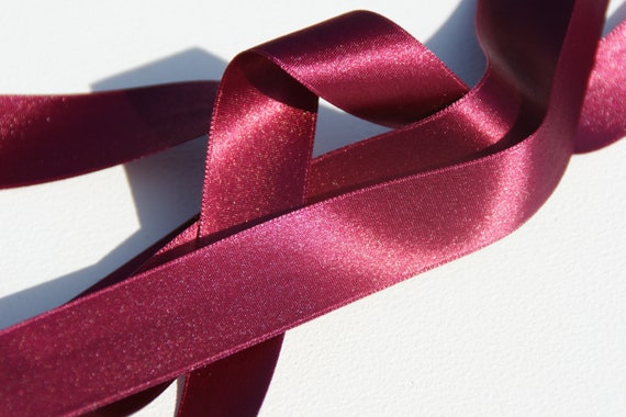 Silk Ribbon, Dark Red, Bordeaux Red, 23 Mm, Satin, Ribbon, Slanted