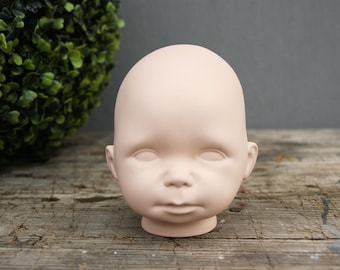 Doll's head 11 cm antique, biscuit porcelain, porcelain, baby head, antique doll parts, blank