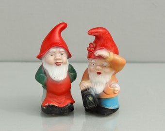 Pair of Little Garden Gnomes, Tiny Gnomes, Vintage, Gnomes, Dwarfs