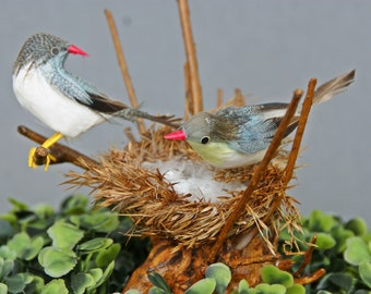 Vogel Dekoration im Nest, Vintage Floristik, Nest Vogelnest, Vögel, Deko