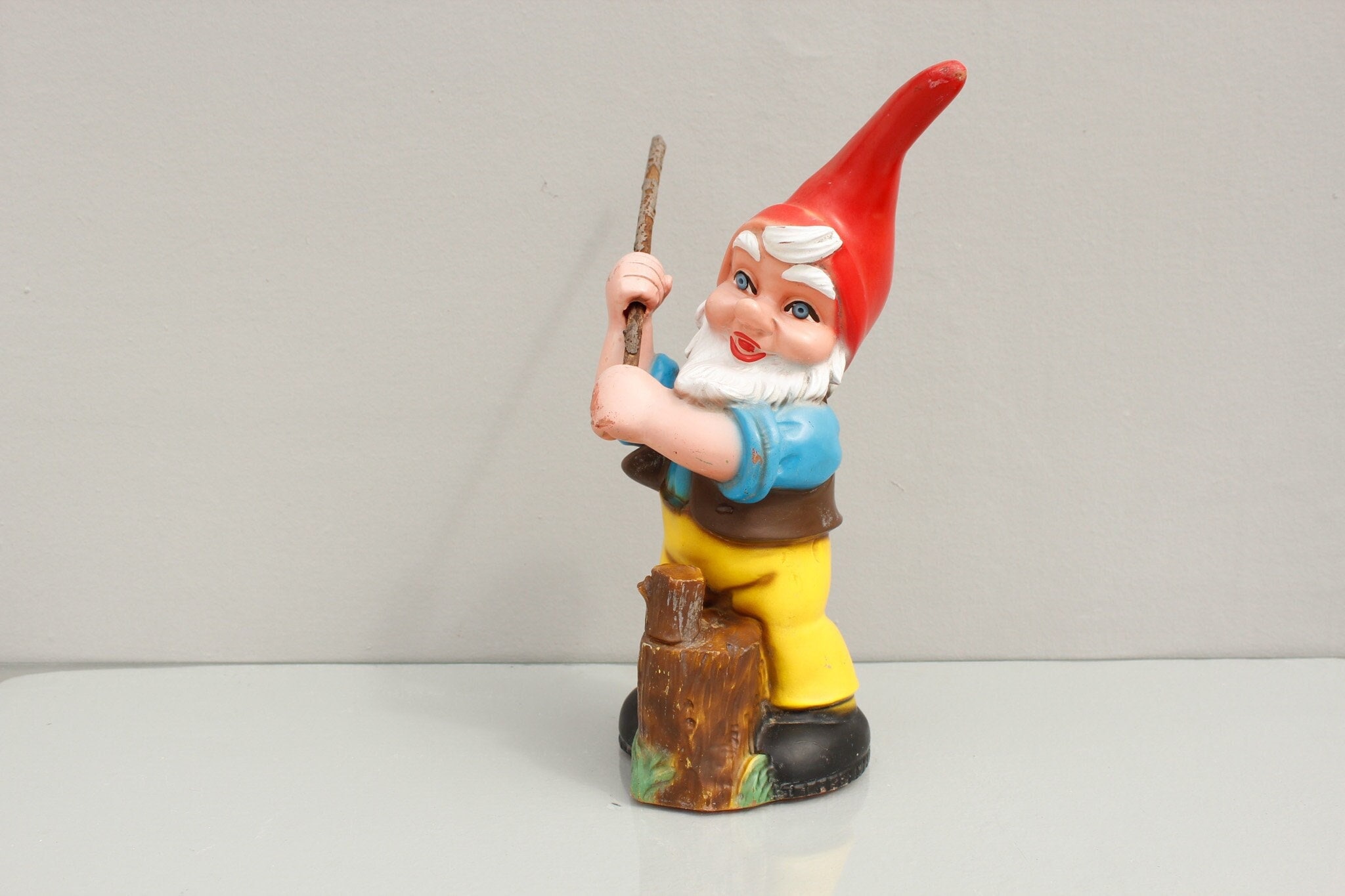 Old Zeho Garden Gnome, Chopping Wood, Dwarf, Gnome, Vintage