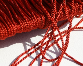 red cord 2.5 mm, deep red, gloss cord, drawstring, decorative cord, artificial silk, meterware