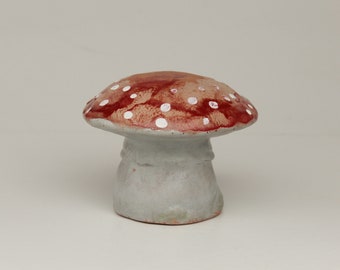 Céramique d'agaric mouche, figurine en argile, décoration de jardin vintage, champignon, nains de jardin, milieu du siècle