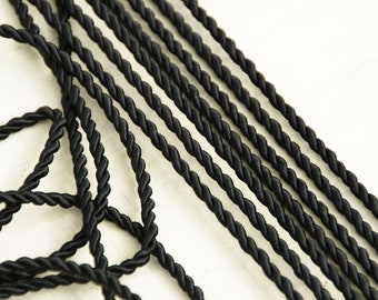 black cord 2.8 mm, decorative cord, shiny cord, artificial silk, drawstring, larp