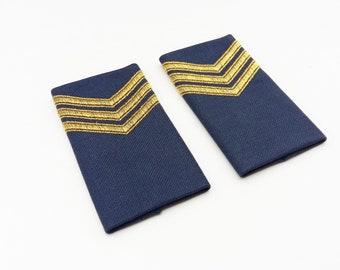 Navy, sliding loops, shoulder flaps, blue / gold, embroidery, military applique, captain