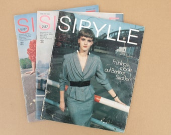 Paquete de revistas de moda vintage "SIBYLLE" década de 1980, revistas, moda, revista femenina