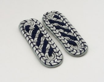 Old police shoulder braid, shoulder boards, silver soutache, shoulder boards, epaulettes, uniform, Lower Saxony Germany police