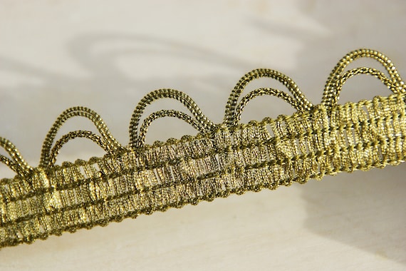 Goldene Brokatborte 25 mm , Antike Posamenten Borte, Gold Bordüre