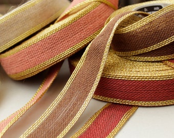 large collection of jute ribbons, rosé, bordeaux, beige, brown, gold, table ribbon, burlap, floristry