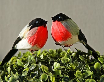 Bird couples vintage decoration, birds on wire, floristry decoration, wedding, wreath binding, hat jewelry, feathers