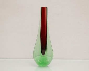Vintage glass vase by Flavio Poli for Seguso, 1960s, red green, Murano