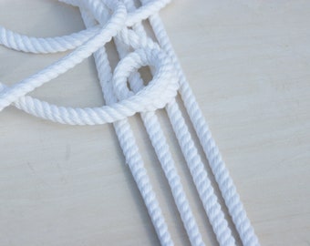 thick cord turned 7.5mm white, white cord, drawstring, curtain cord, white cotton cord / cord / rope