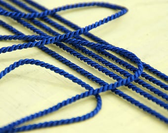 narrow blue cord 2.5mm art silk, shiny, cotton, uniform cord, larp, decorative cord