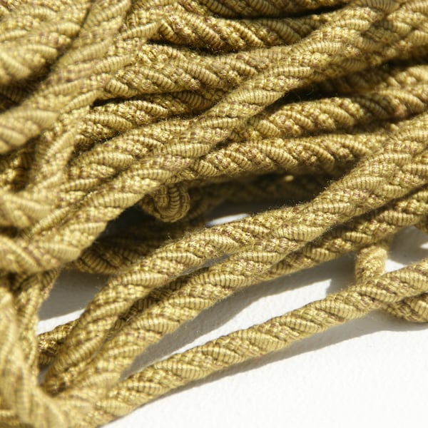 Cord two-tone green - brown, furniture cord, turned, green cord, olive green, thick cord, 5 mm, meterware