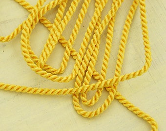 narrow yellow cord artificial silk 2.5 mm, yellow, decorative cord, glossy, larp, drawstring