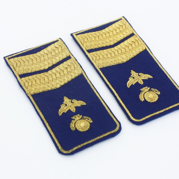 Air Force Epaulettes, Shoulder Flaps Blue, Gold Embroidery, Air Force, Soviet Union, Uniform, Military Effects