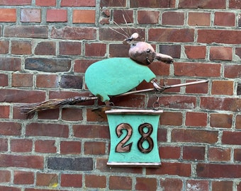 House number Wilhelmine made of copper