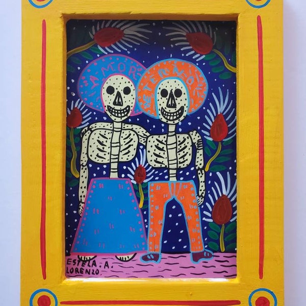 Amor Eterno - Ofrendas de Mexico - Painting by Aureliano Lorenzo - Second Generation Artist - Tradiciones de Mexico
