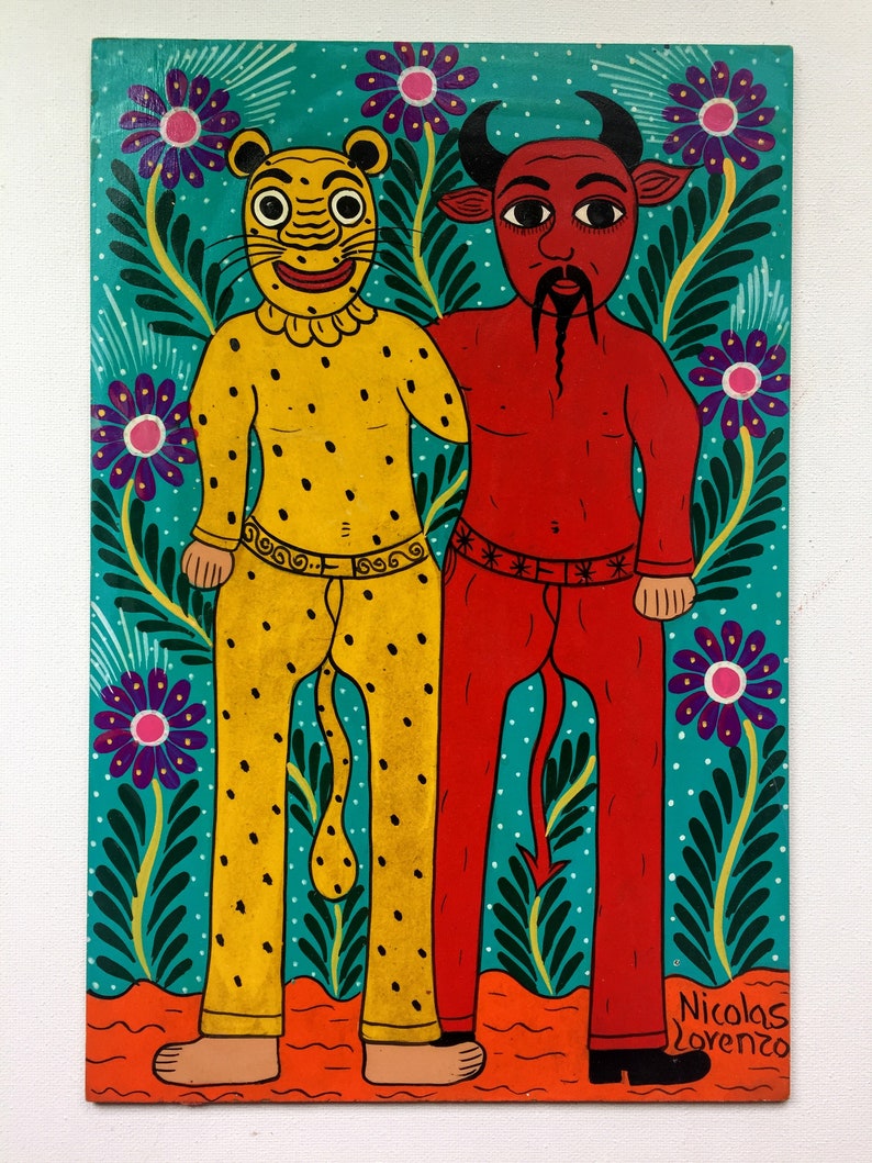Jaguar Friends Paintings by Nicolas Lorenzo Mexican Folk Art Folk Art Familia Lorenzo Made in Mexico Arte Popular Mexican Art