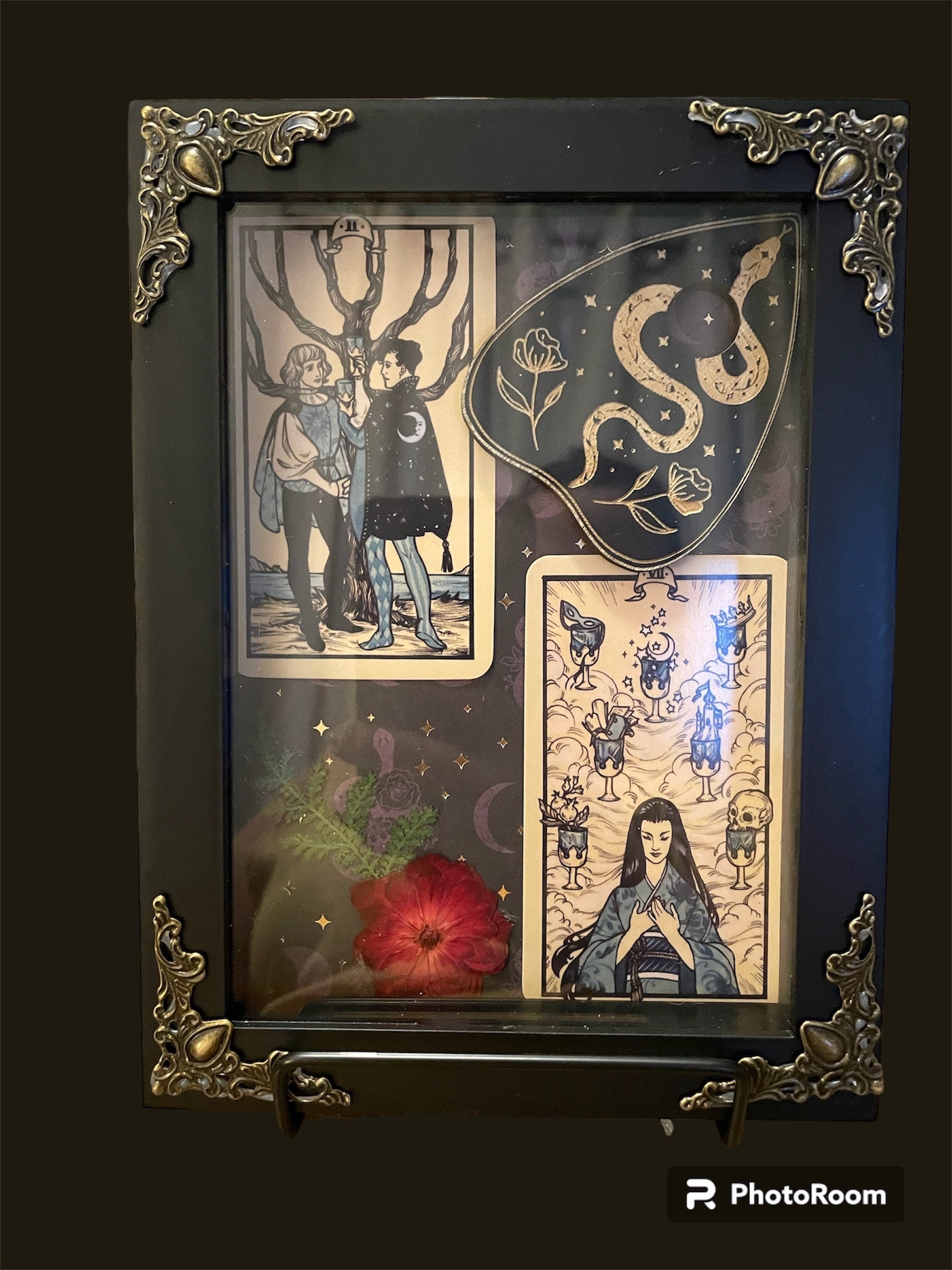 Tarot Card Shadow Box (two of cups & seven  of cups)