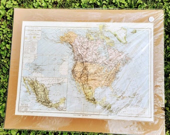 Carte Atlas antique de l’Amérique du Nord Français Langue 1860&#39;s Hand Colored L’Amerique Du Nord, Eugene Belin, Paris, Carte ancienne, Décor historique