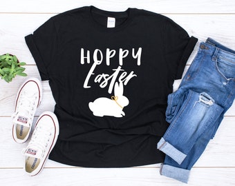 Hoppy Easter Shirt, Womens Easter Shirt, Short-Sleeve Unisex T-Shirt, Easter Bunny Shirt, Easter Sunday, Ladies Easter Shirts, Resurrection
