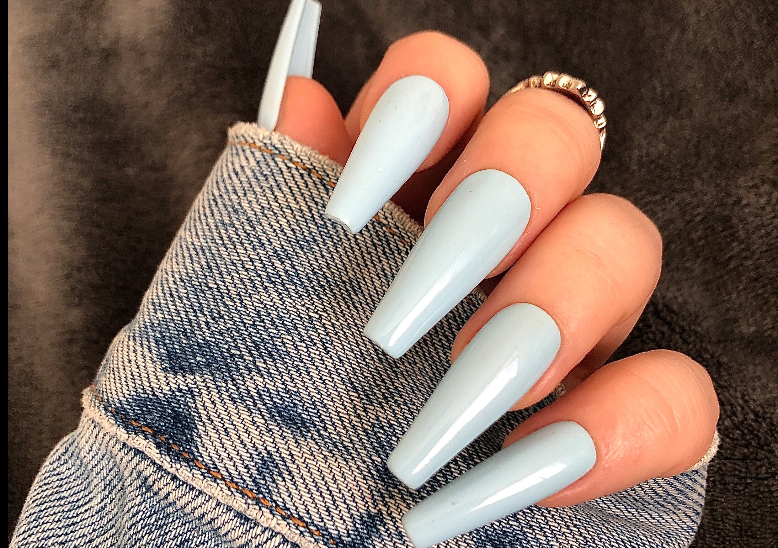 Baby Blue Press On Nails Light Blue Nails To Press Fake Etsy Denmark