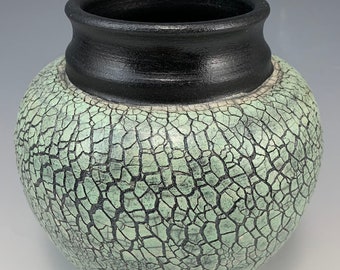 Raku Pot | Raku Vase | Raku Vessel | Textured Raku Vase | Textured Raku Pot | Wheel Thrown Raku Pot | Wheel Thrown Raku Vase