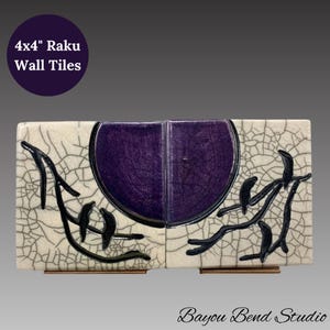 Raku Bird Home Decor, Unique Ceramic Wall Art Tile, Asian Inspired Japanese Raku Pottery, Studio Pottery Art, Decorative Clay Pottery Tile