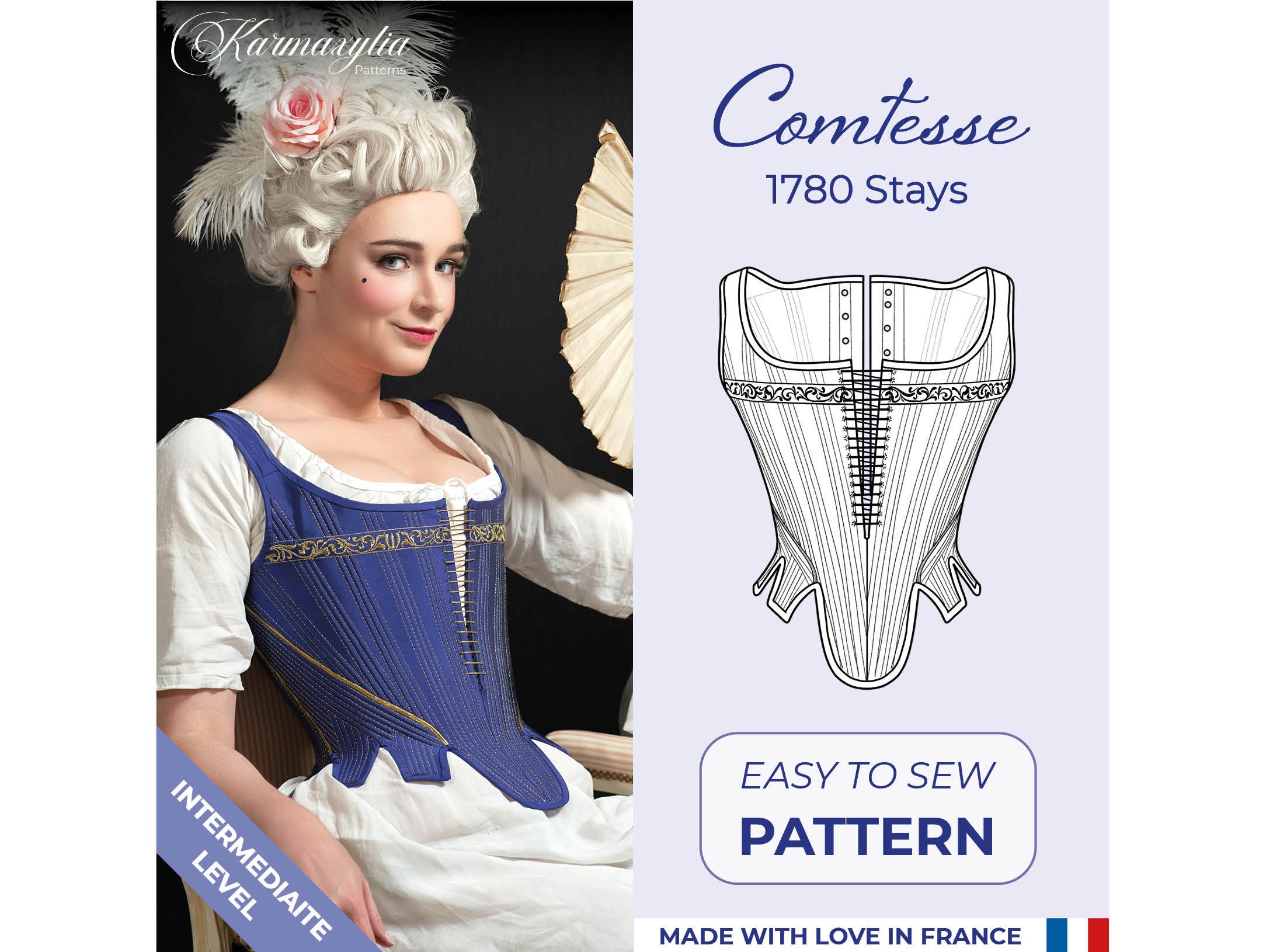 Fixed Size 1910s Edwardian Corset Pattern A La Sirene A4 format, antique  corset pattern