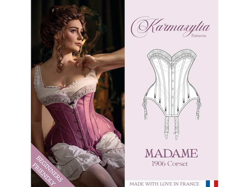 Edwardian Corset Pattern - 1906 - Ref Madame - US Size 0 to 28 (Patron corset historique - Tailles Fr du 32 au 60) imagem 1