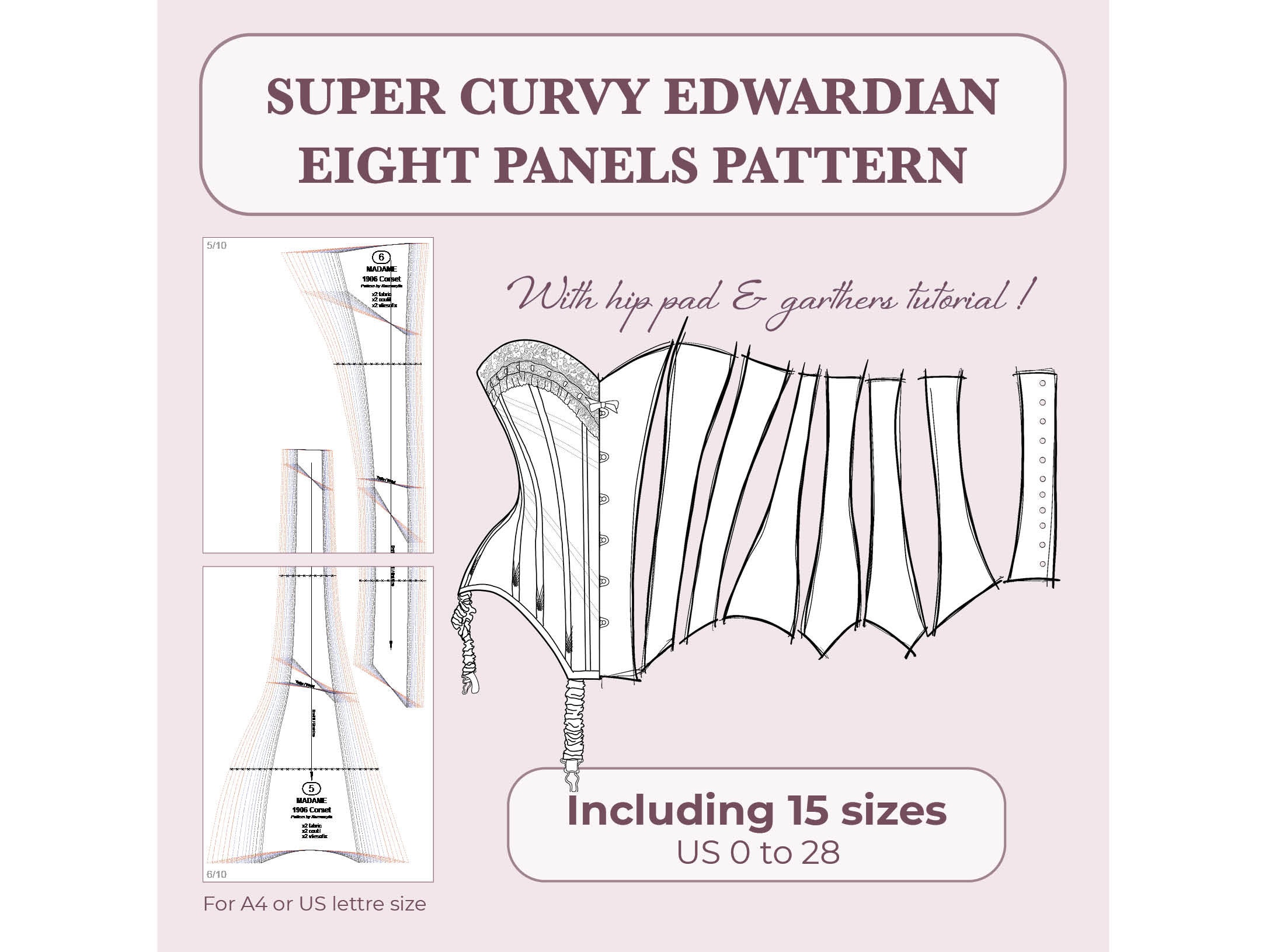 Edwardian Corset Pattern 1906 Ref Madame US Size 0 to 28