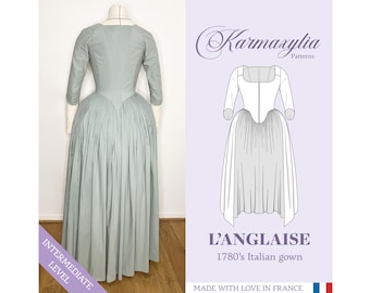 1780 Italian Gown Pattern - Ref L'Anglaise - 18th century historical dress pattern