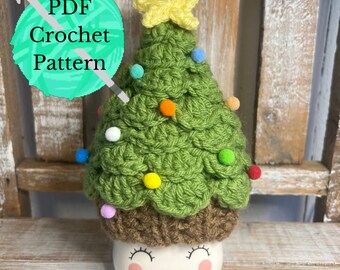 Crochet PDF Pattern | marshmallow mug hat | Christmas tree
