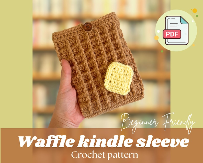 best selling crochet pattern, waffle design kindle sleeve