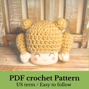 May include: A crochet pattern for a yellow hat with two pigtails. The pattern is written in US terms and is easy to follow. PDF crochet pattern. US term / Easy to follow.