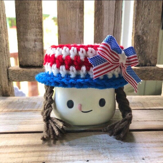 Marshmallow Mug Hat : Patriotic Straw 