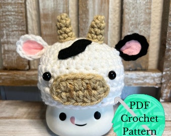 Crochet PDF Pattern | marshmallow mug hat | Cow | Farmhouse | DIY | Rae Dunn